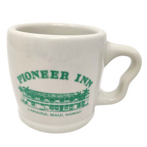 Vtg Pioneer Inn Coffee Cup Mug Two Finger Grip Hall USA Lahaina Maui Hawaii Rare